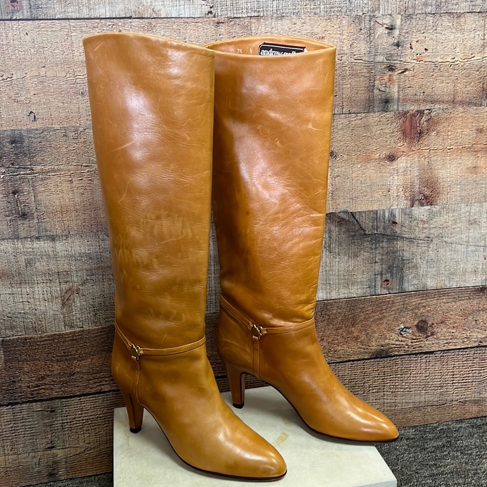 Andrew Geller Distressed Cognac Leather.